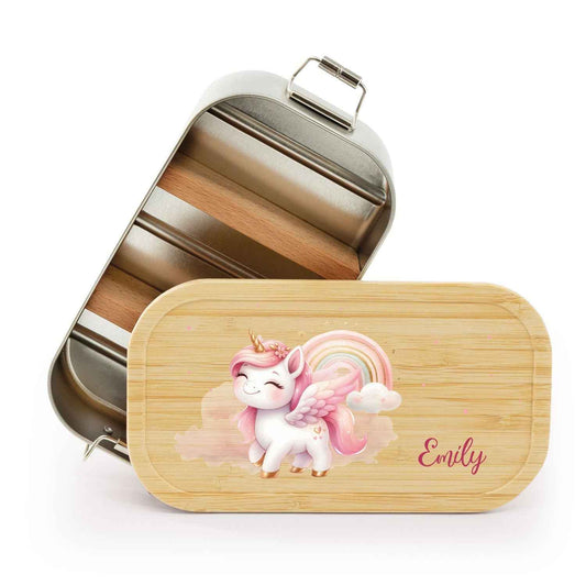 Brotdose mit Deckel für Kinder mit UV-Druck im "Pegasus" Design