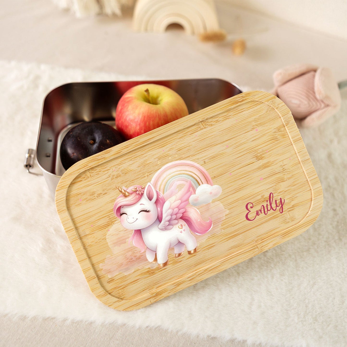 Brotdose mit Deckel für Kinder mit UV-Druck im "Pegasus" Design