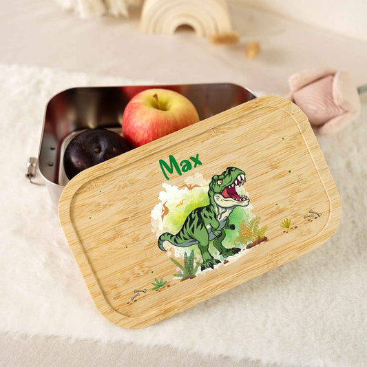 Brotdose mit Deckel für Kinder mit UV-Druck im "T-Rex" Design