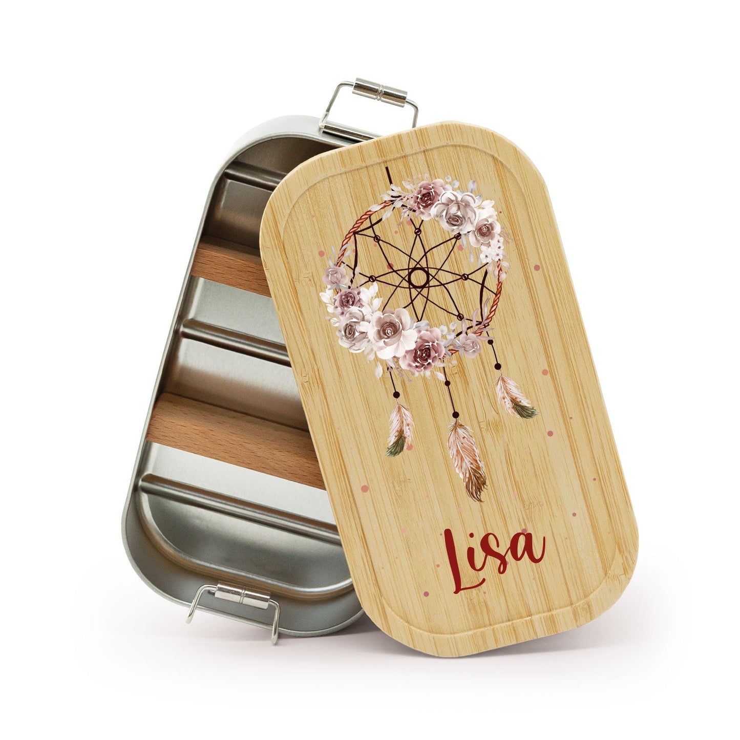 Brotdose mit Deckel für Kinder mit UV-Druck im "Traumfänger" Design