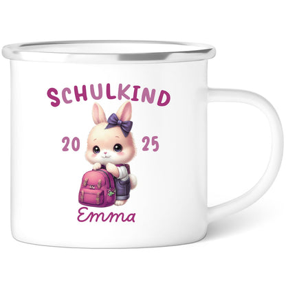 Emaille Tasse für Kinder - Schulkind - Personalisiert mit Namen & liebevollen Motiven