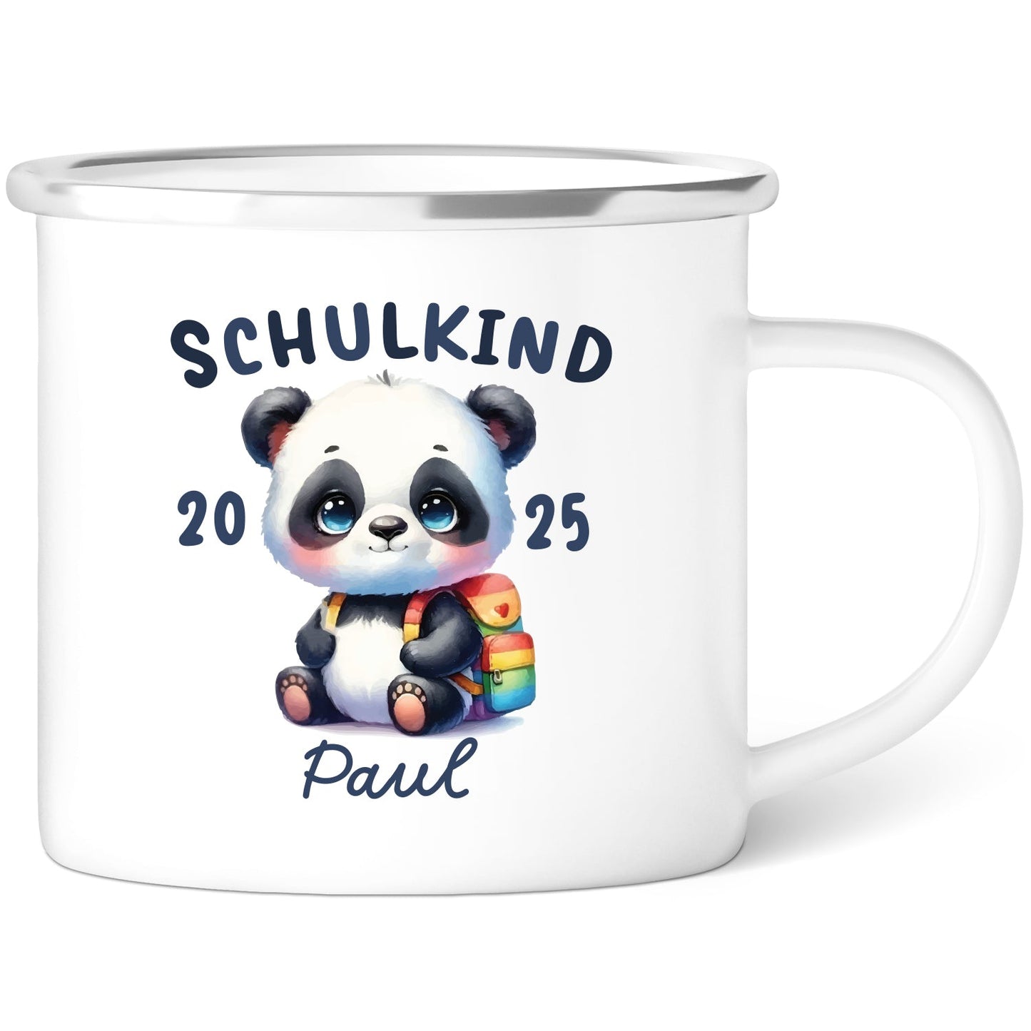 Emaille Tasse für Kinder - Schulkind - Personalisiert mit Namen & liebevollen Motiven