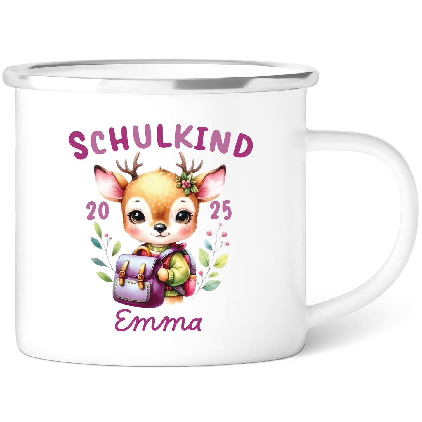 Emaille Tasse für Kinder - Schulkind - Personalisiert mit Namen & liebevollen Motiven