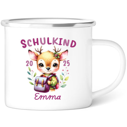 Emaille Tasse für Kinder - Schulkind - Personalisiert mit Namen & liebevollen Motiven