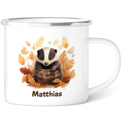 Emaille Tasse für Kinder - Tiere - Personalisiert mit Namen