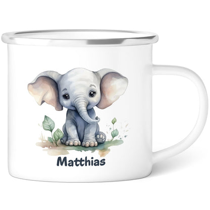 Emaille Tasse für Kinder - Tiere - Personalisiert mit Namen
