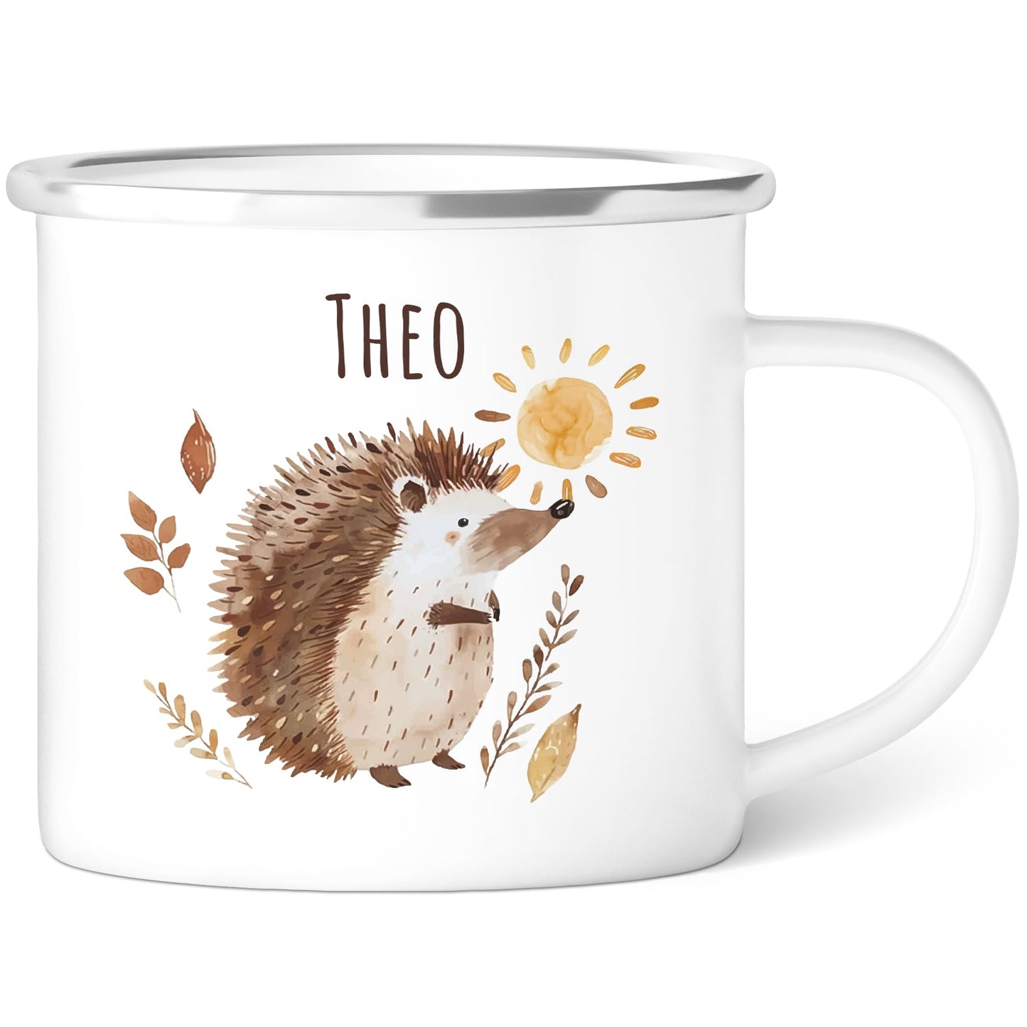 Emaille Tasse für Kinder - Waldtiere - Personalisiert mit Namen