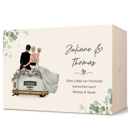 Bedruckte Erinnerungskiste mit Konfiguration - Hochzeitsauto - Personalisiertes Geschenk zur Hochzeit