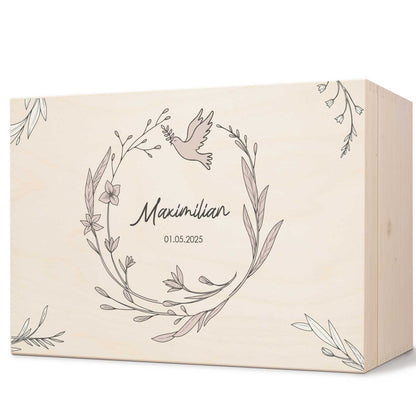 Bedruckte Erinnerungskiste zur Kommunion & Konfirmation - Kranz Minimal