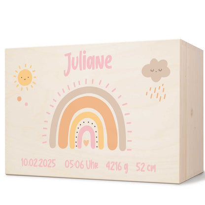 Erinnerungskiste für Kinder mit UV-Druck im Regenbogen Design