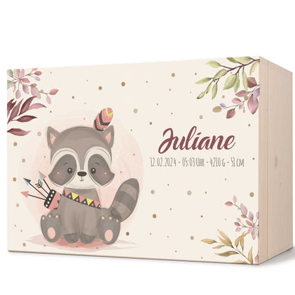 Erinnerungskiste für Kinder mit UV-Druck im Waschbär Design