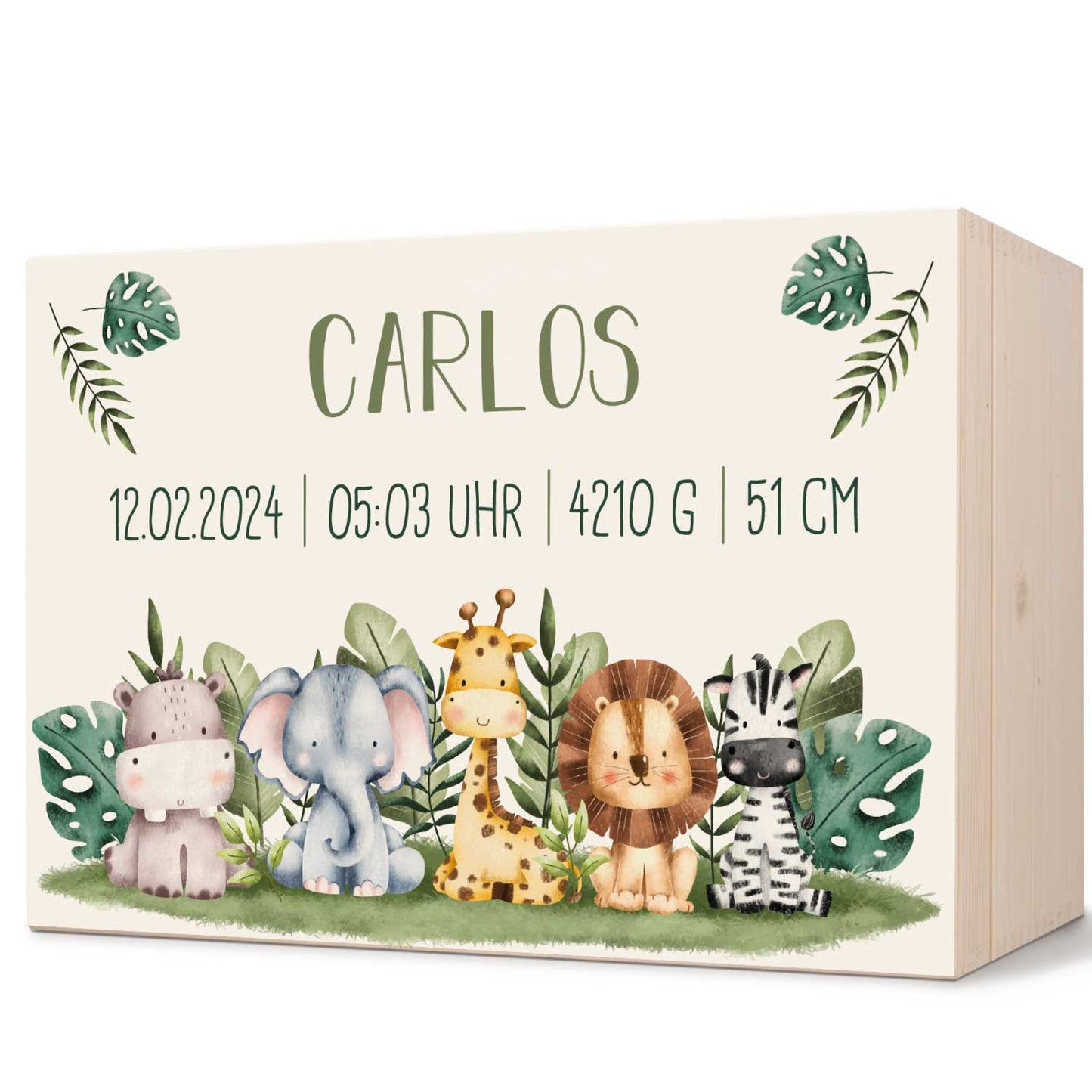 Erinnerungskiste für Kinder mit UV-Druck im Tiergruppe Safari Design