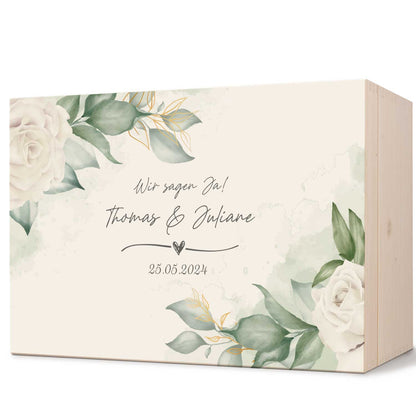 Erinnerungskiste mit UV-Druck im Wedding Love Design - Personalisiertes Geschenk zur Hochzeit