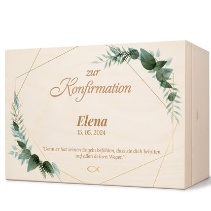 Bedruckte Erinnerungskiste zur Kommunion & Konfirmation - Goldener Rahmen