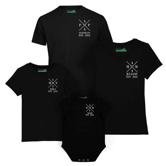 Personalisiertes T-Shirt Set für die Familie - Kreuz Herz