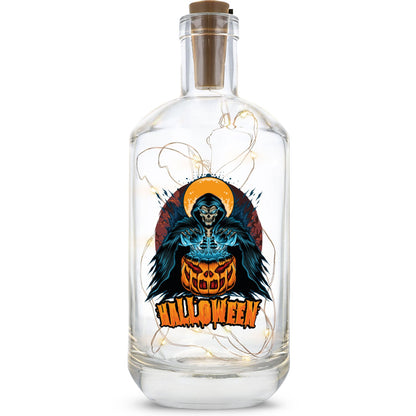 Flaschenlicht mit LED-Lichterkette im Halloween Reaper UV Design