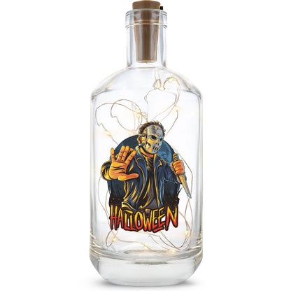 Flaschenlicht mit LED-Lichterkette im Halloween Slasher UV Design