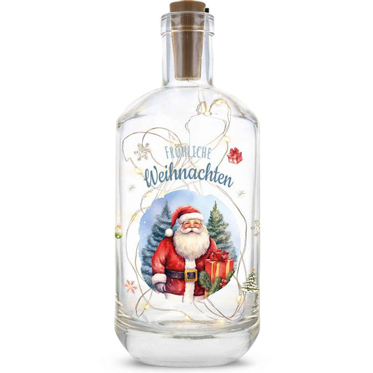 Flaschenlicht mit LED-Lichterkette und UV Druck - Weihnachtsmann Design - Weihnachtsdekoration