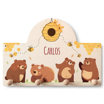 Personalisierte Garderobe fürs Kinderzimmer - Bären & Bienen