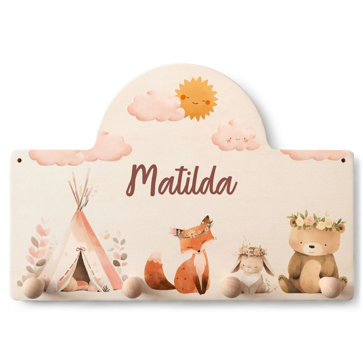 Personalisierte Garderobe fürs Kinderzimmer - Camping