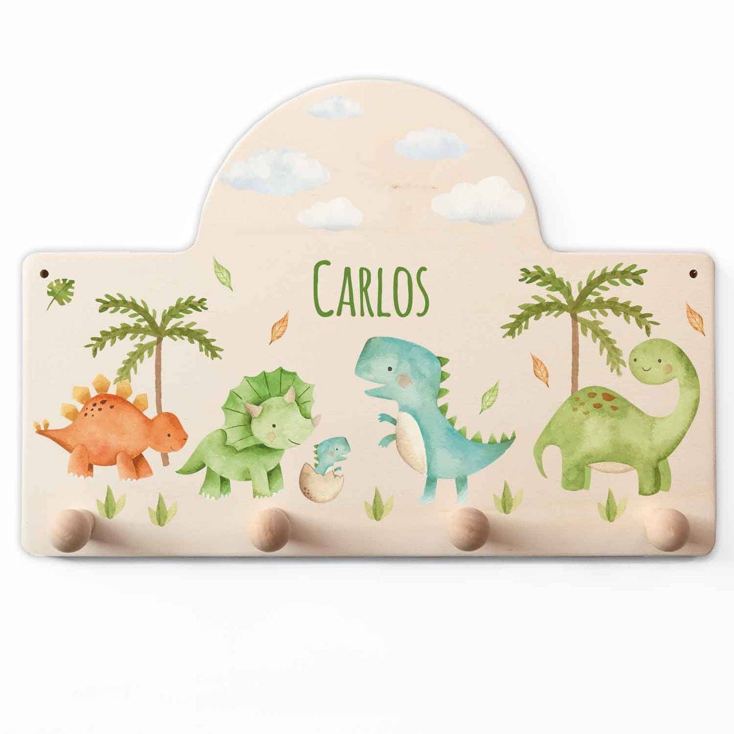 Personalisierte Garderobe fürs Kinderzimmer - Dino