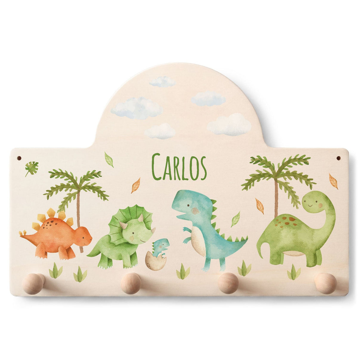 Personalisierte Garderobe fürs Kinderzimmer - Dino