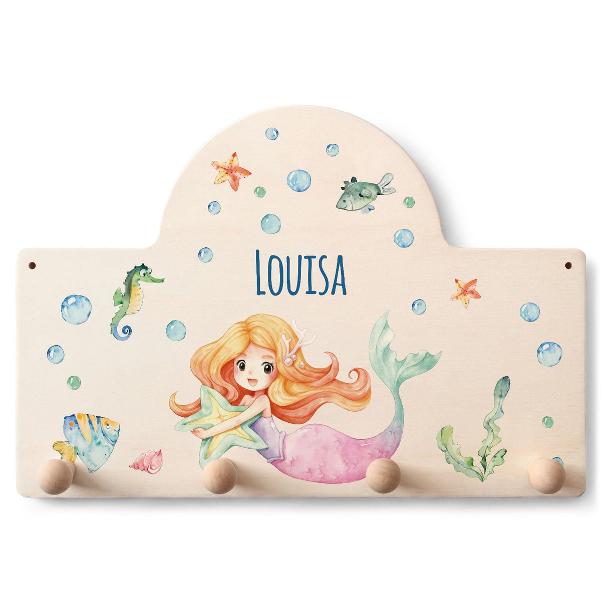 Personalisierte Garderobe fürs Kinderzimmer - Meerjungfrau