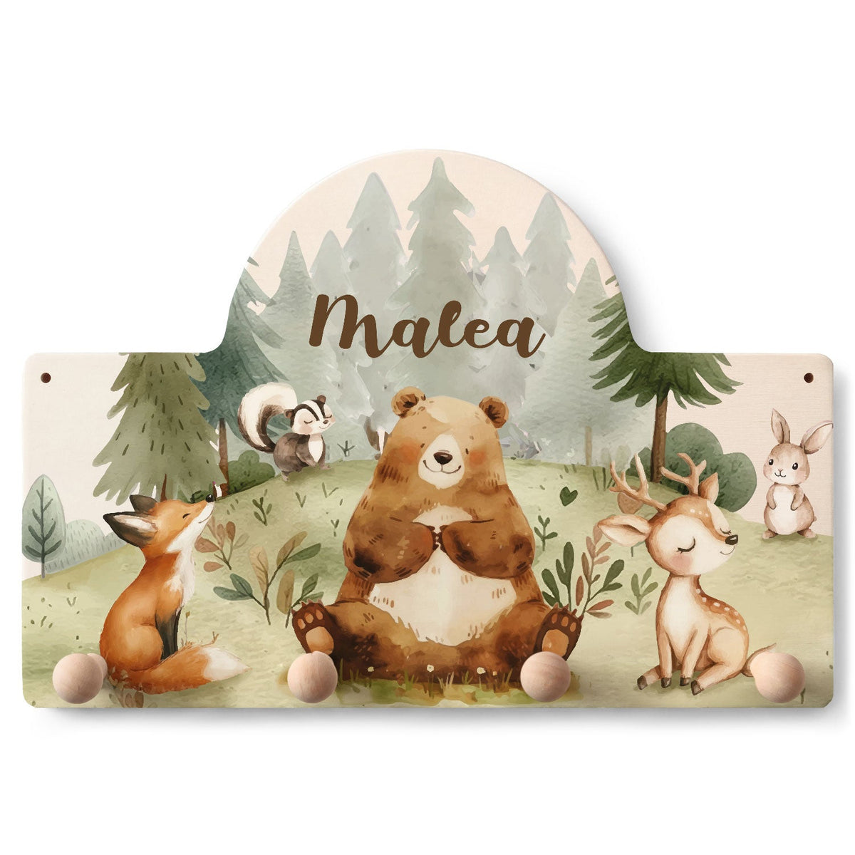 Personalisierte Garderobe fürs Kinderzimmer - Wald