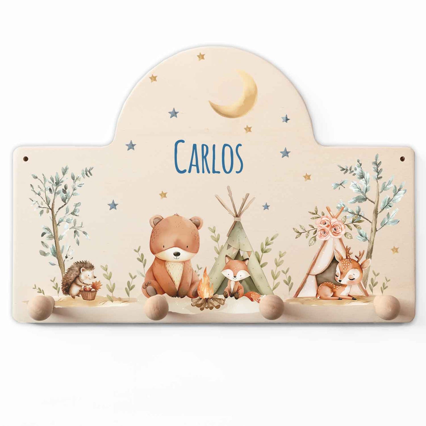 Personalisierte Garderobe fürs Kinderzimmer - Zelten