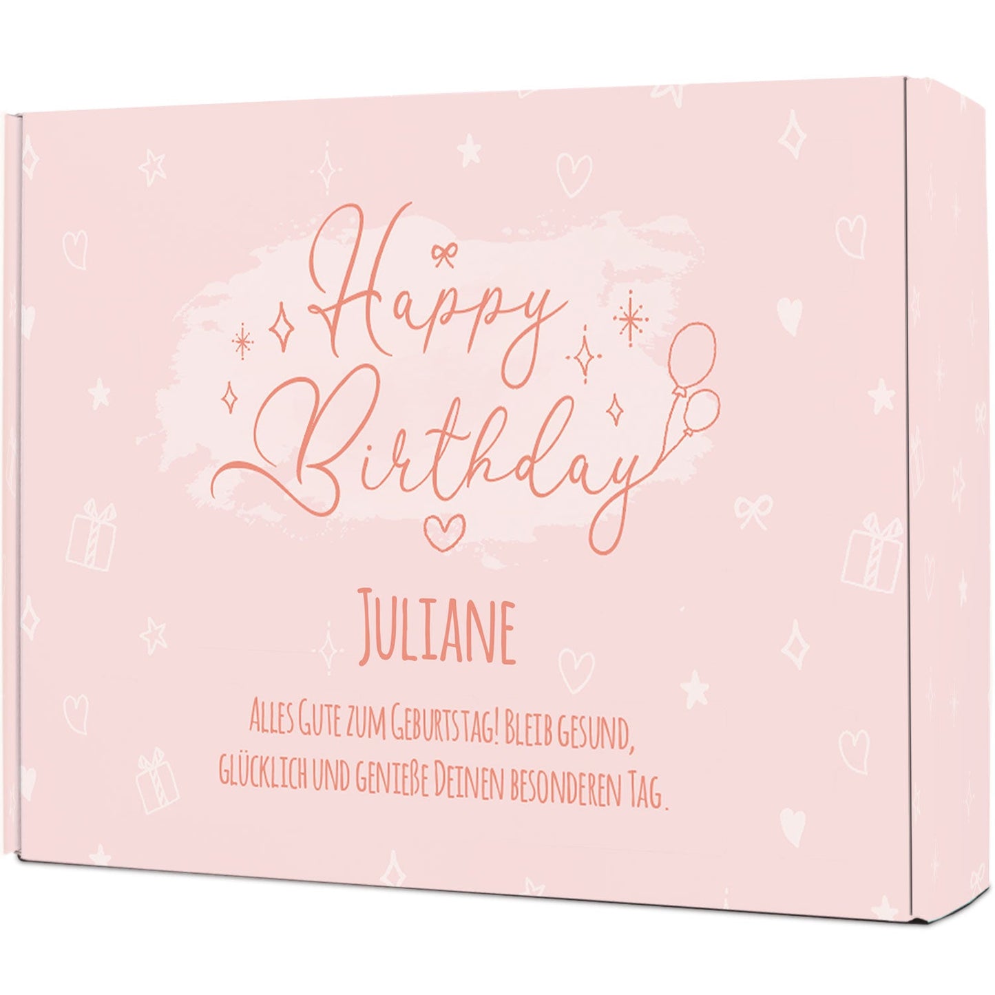 Personalisierte DIY Geschenkbox - Rosa Happy Birthday mit Wunschtext