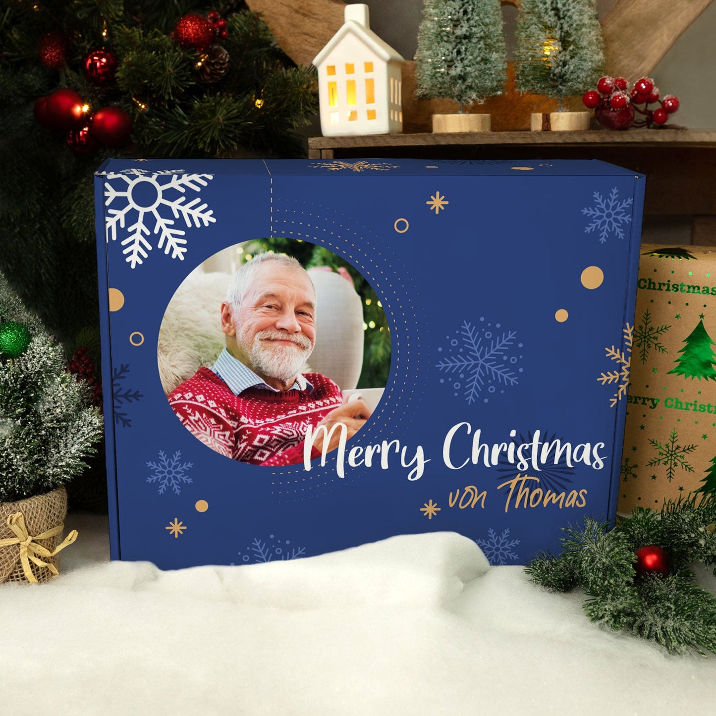 Personalisierte DIY Geschenkbox Fotomotiv Kreis mit Foto & Namen