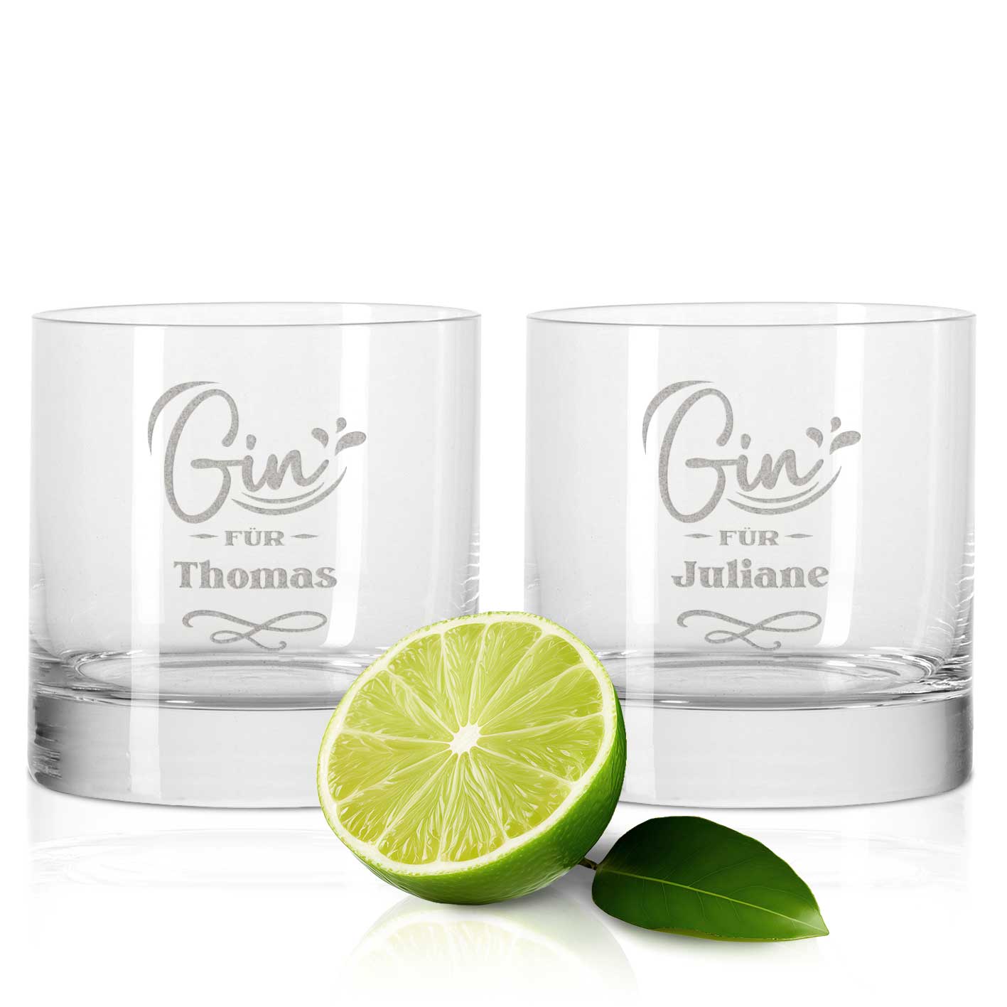 2er Set Montana GIN-Gläser "GIN für" mit Wunschnamen