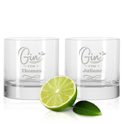 2er Set Montana GIN-Gläser "GIN für" mit Wunschnamen