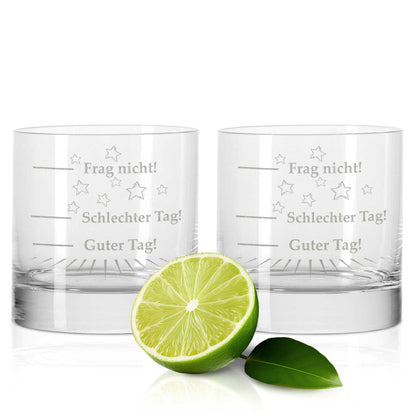 2er Set Montana GIN-Gläser "Guter Tag, Schlechter Tag, Frag nicht!"