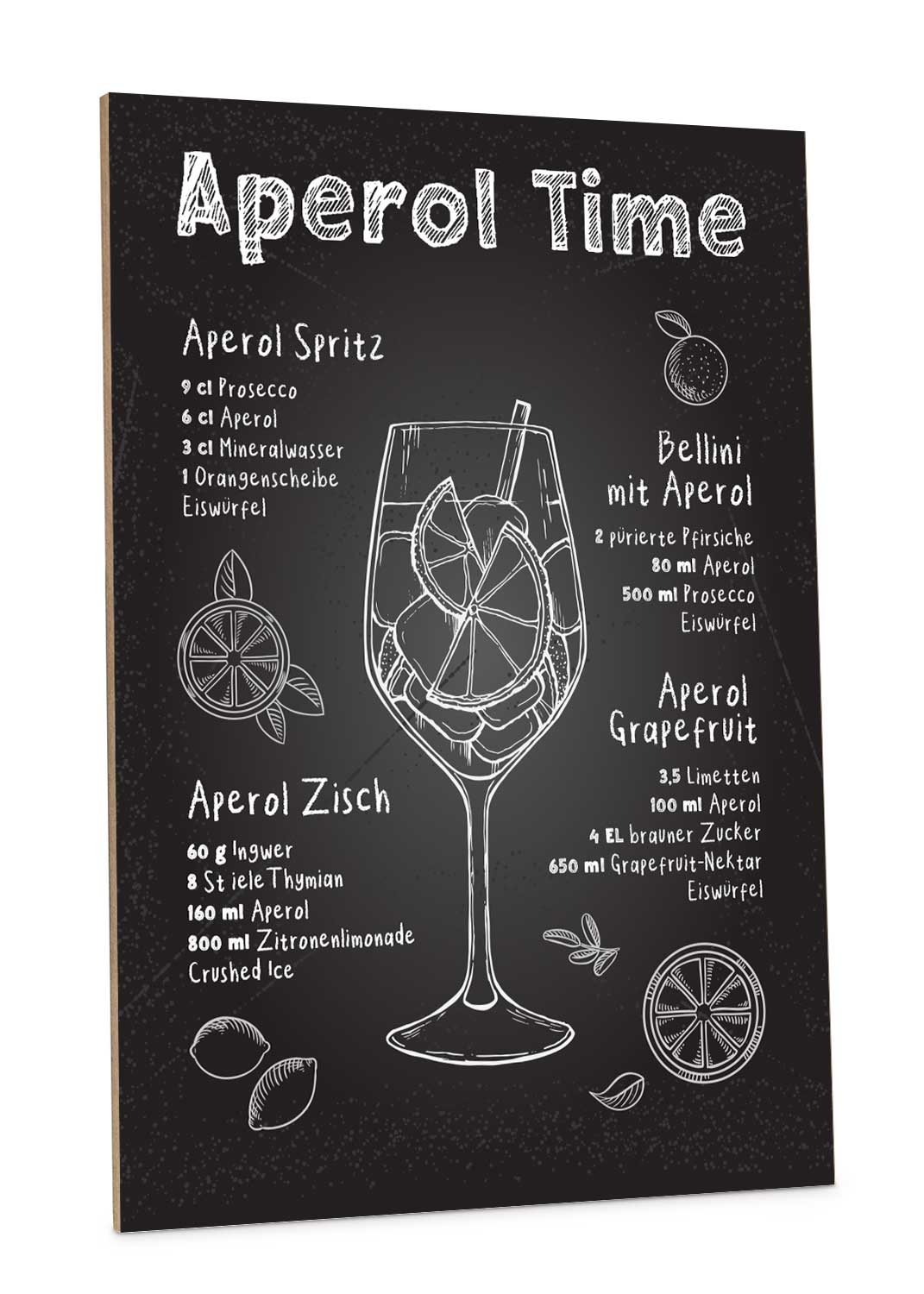 Holzschild mit Aperol Spritz Motiv - Aperol Rezepte - Geschenk für Aperol Liebhaber