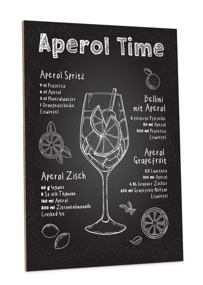 Holzschild mit Aperol Spritz Motiv - Aperol Rezepte - Geschenk für Aperol Liebhaber