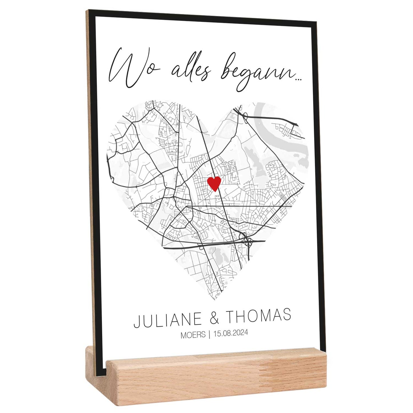 Holzschild "Wo alles begann" - Personalisiertes Geschenk mit Wunschkoordinaten