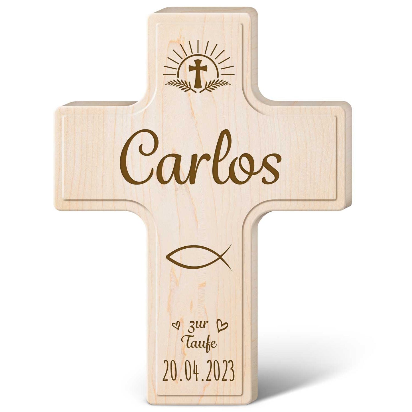 Holzkreuz mit Gravur - Für Kinder zu versch. Anlässen - Personalisierbar mit Namen & Datum