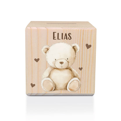 Spardose aus Holz - Tiere Kinder