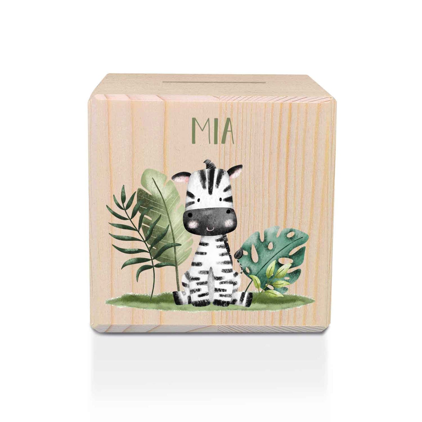 Spardose aus Holz - Safari Tiere
