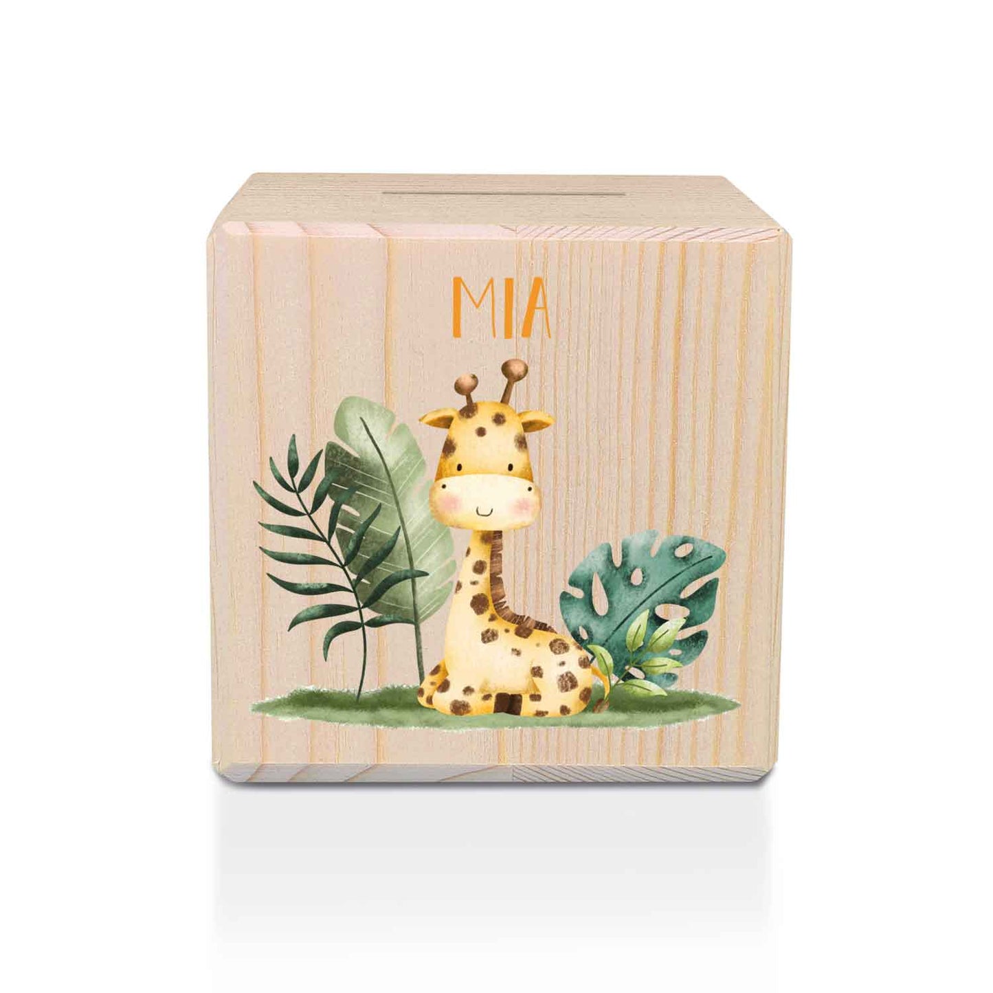 Spardose aus Holz - Safari Tiere