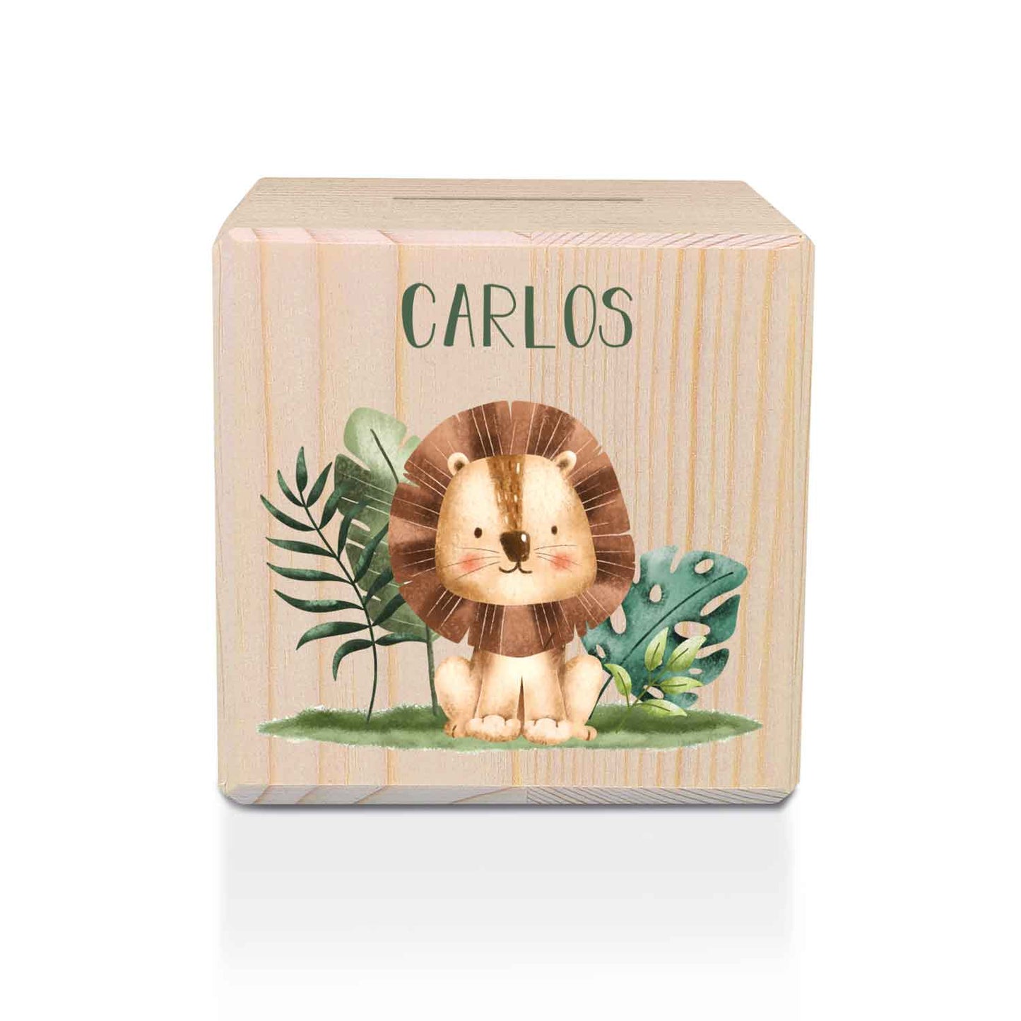 Spardose aus Holz - Safari Tiere