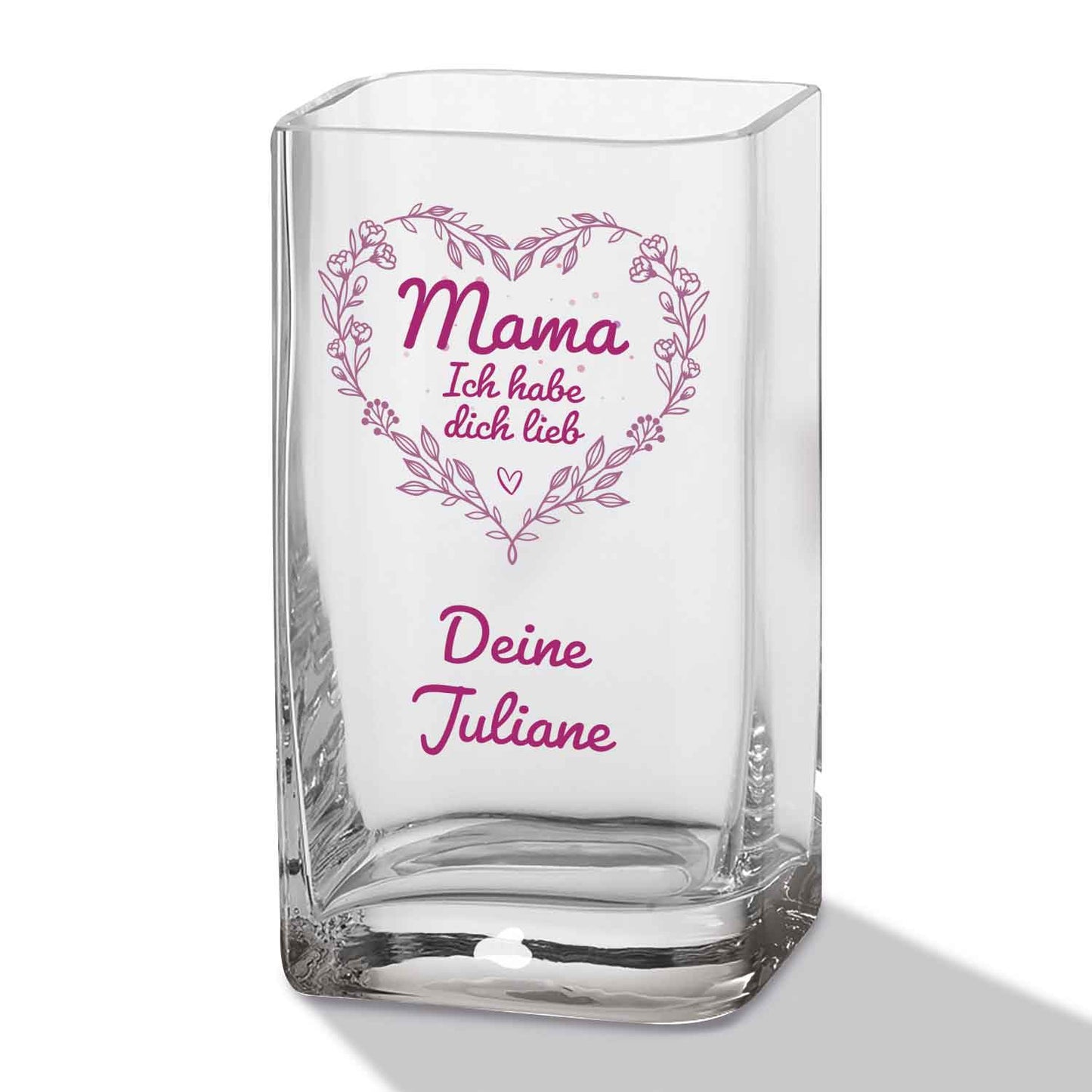 Blumenvase mit UV-Druck - Mama lieb haben - Personalisiert mit Namen - Deko Vase als Geschenk