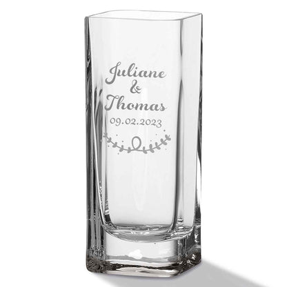 Blumenvase mit Gravur - Wedding - Personalisiert mit Namen und Datum - Deko Vase als Geschenk
