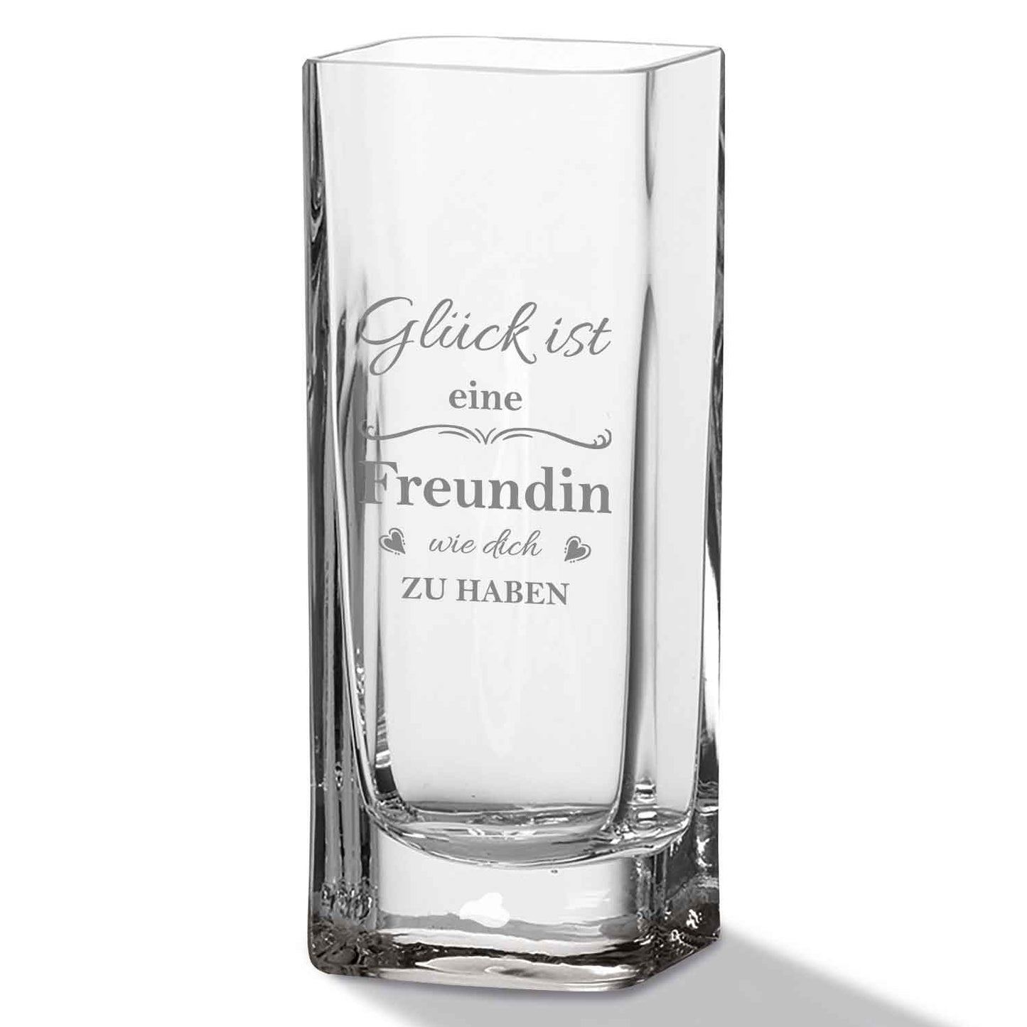 Blumenvase mit Gravur - Glück ist eine Freundin - Deko Vase als Geschenk