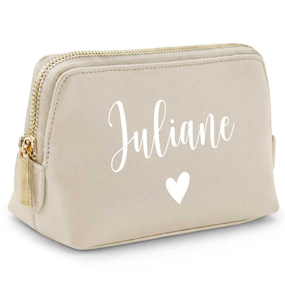 Personalisierte Leder Kosmetiktasche mit Name für Kosmetik & MakeUp