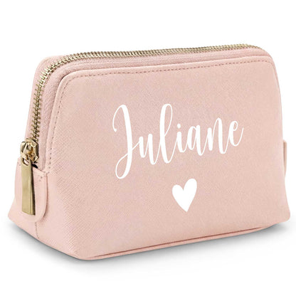 Personalisierte Leder Kosmetiktasche mit Name für Kosmetik & MakeUp