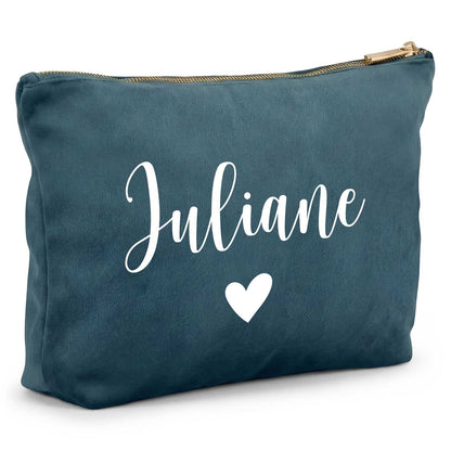 Personalisierte Samt Kosmetiktasche mit Name für Kosmetik & MakeUp