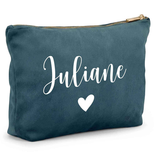 Personalisierte Samt Kosmetiktasche mit Name für Kosmetik & MakeUp
