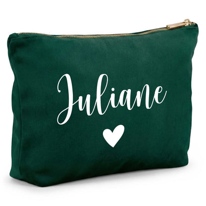 Personalisierte Samt Kosmetiktasche mit Name für Kosmetik & MakeUp